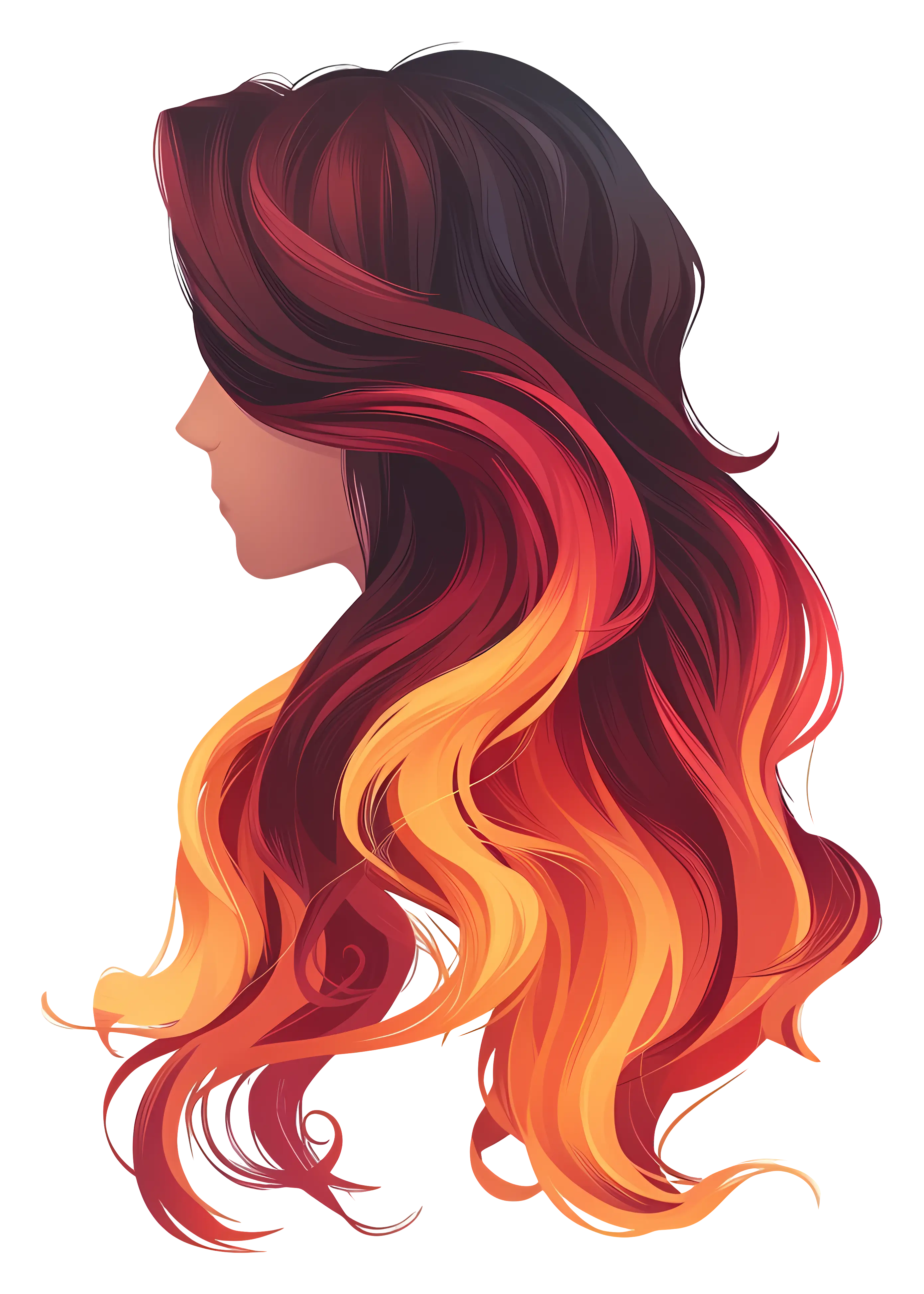 Stylized Flame Ombre Hair Design