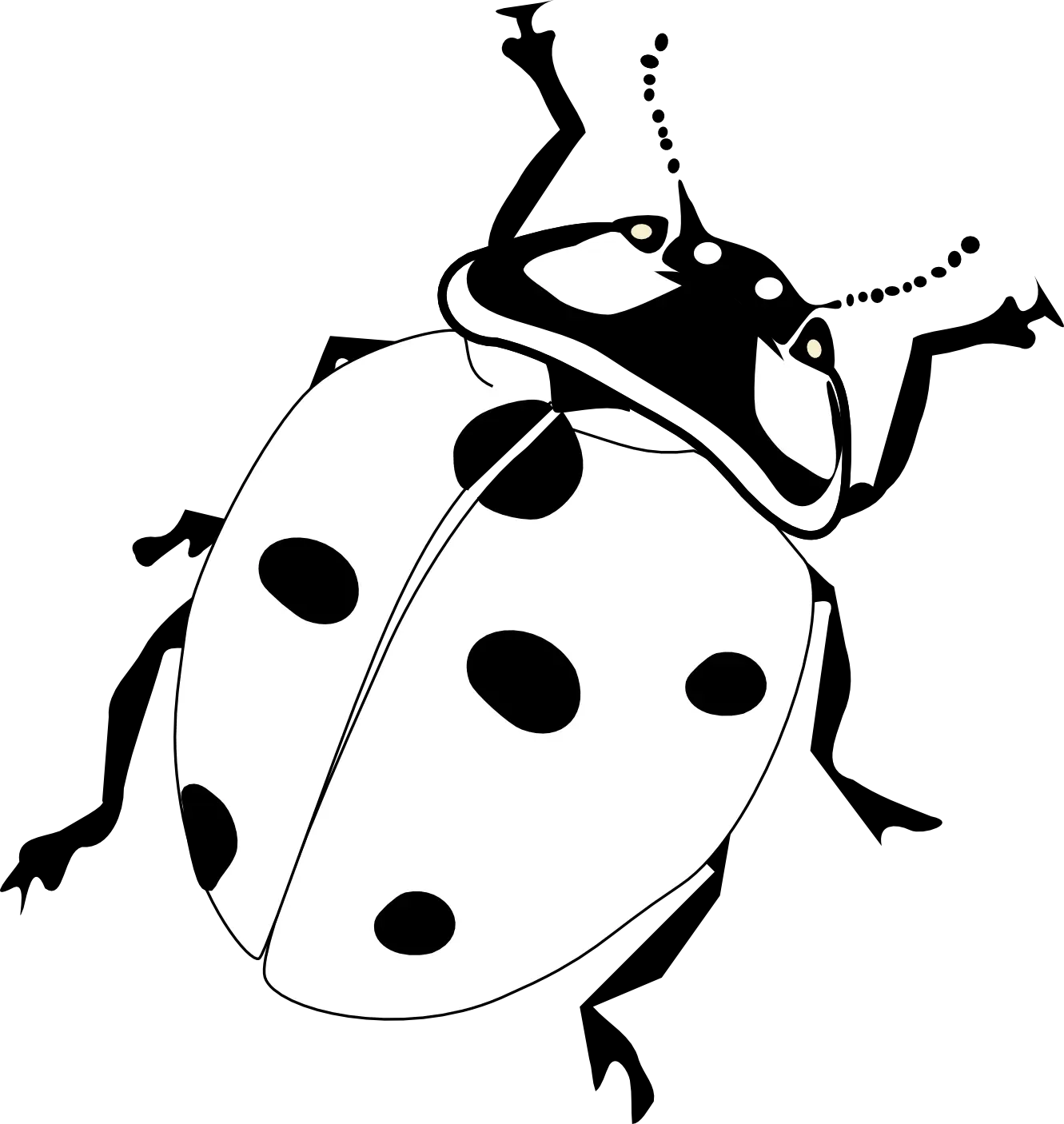 Ladybug Illustration in Black and White