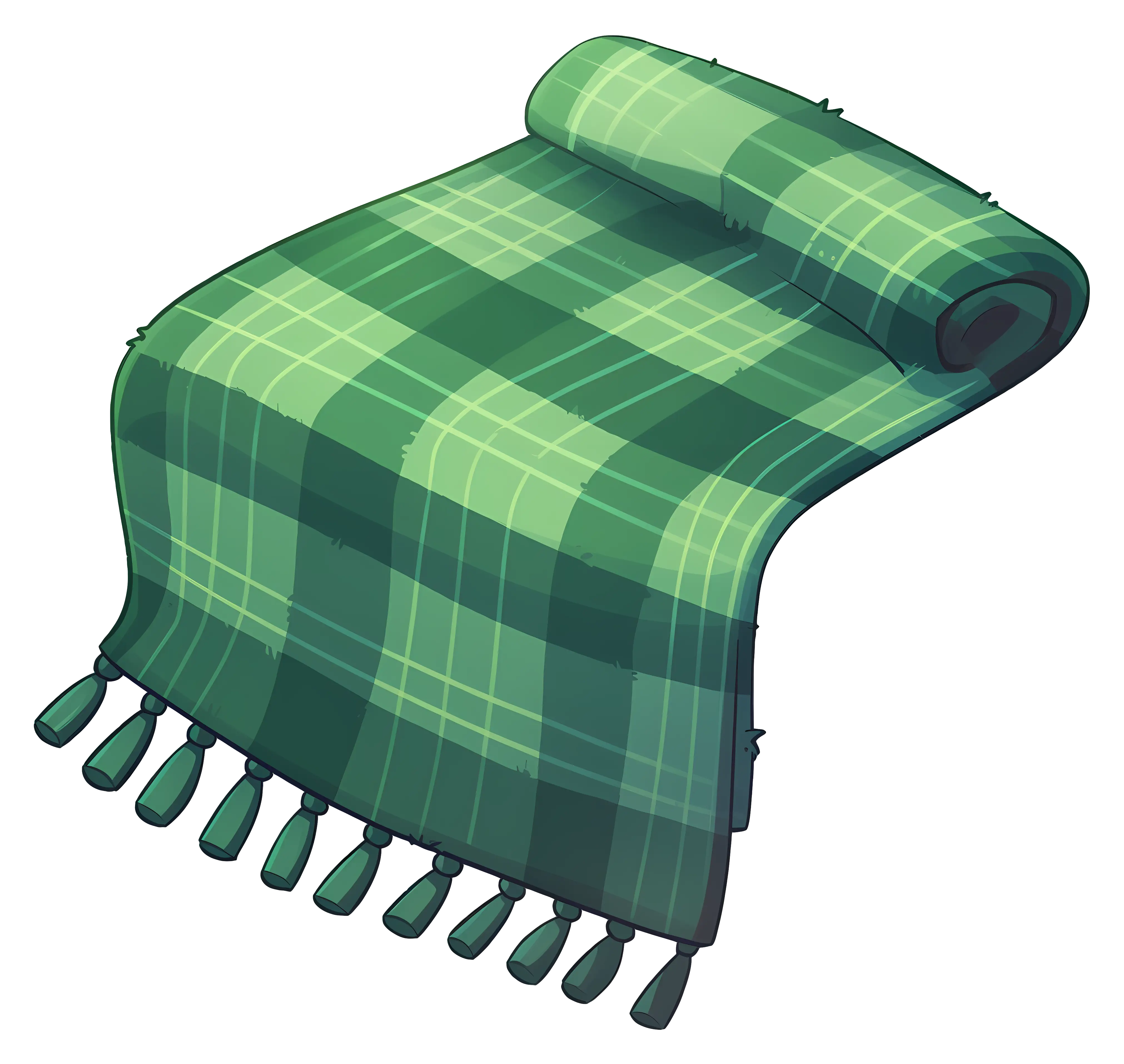 Green Plaid Blanket with Tassels