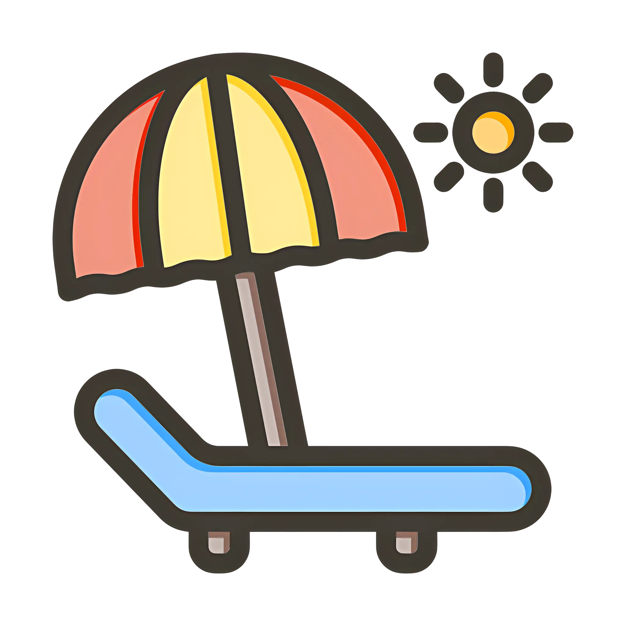 Beach Chair with Umbrella Illustration