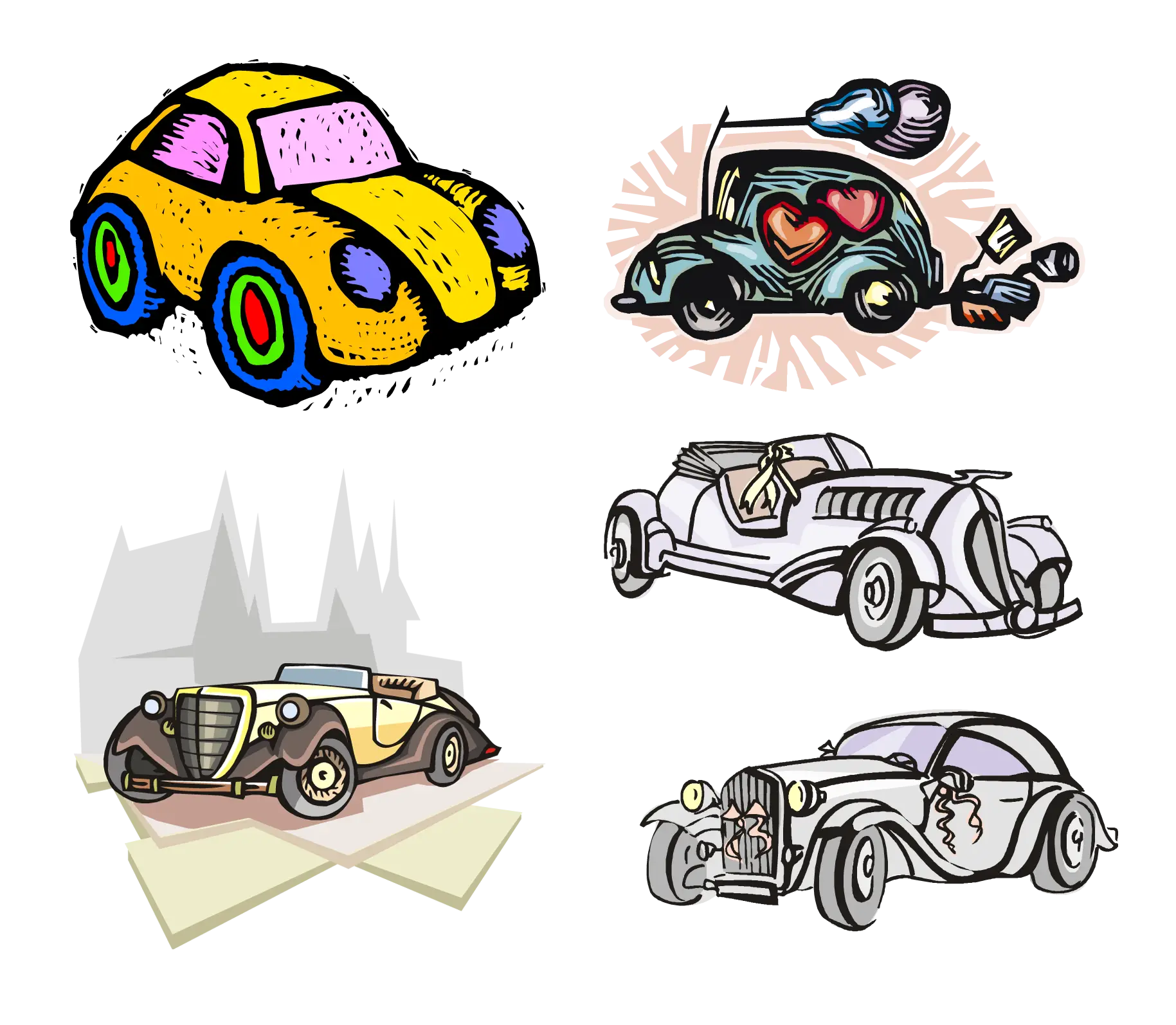 Colorful Cartoon Cars Doodle