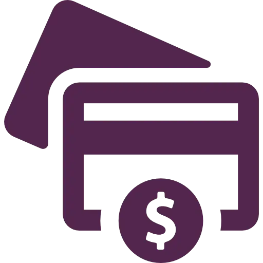 Purple Credit Card and Money Logo