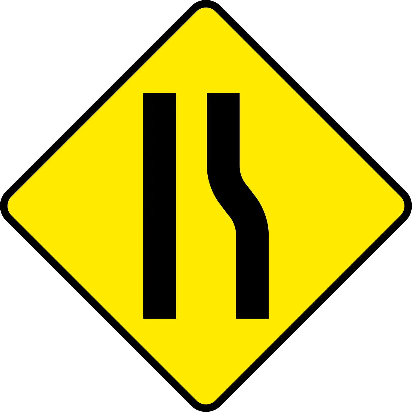 Left Lane Ends Traffic Sign