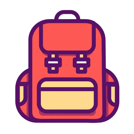 Illustrated Red and Yellow Backpack for Travel and School