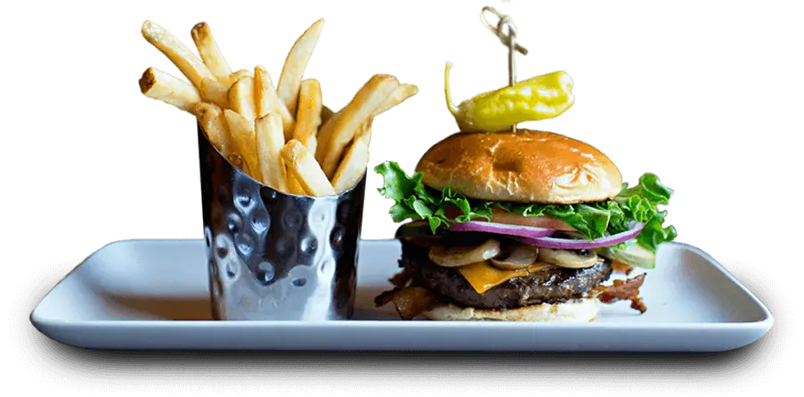 Delicious Burger and French Fries Combo on Plate