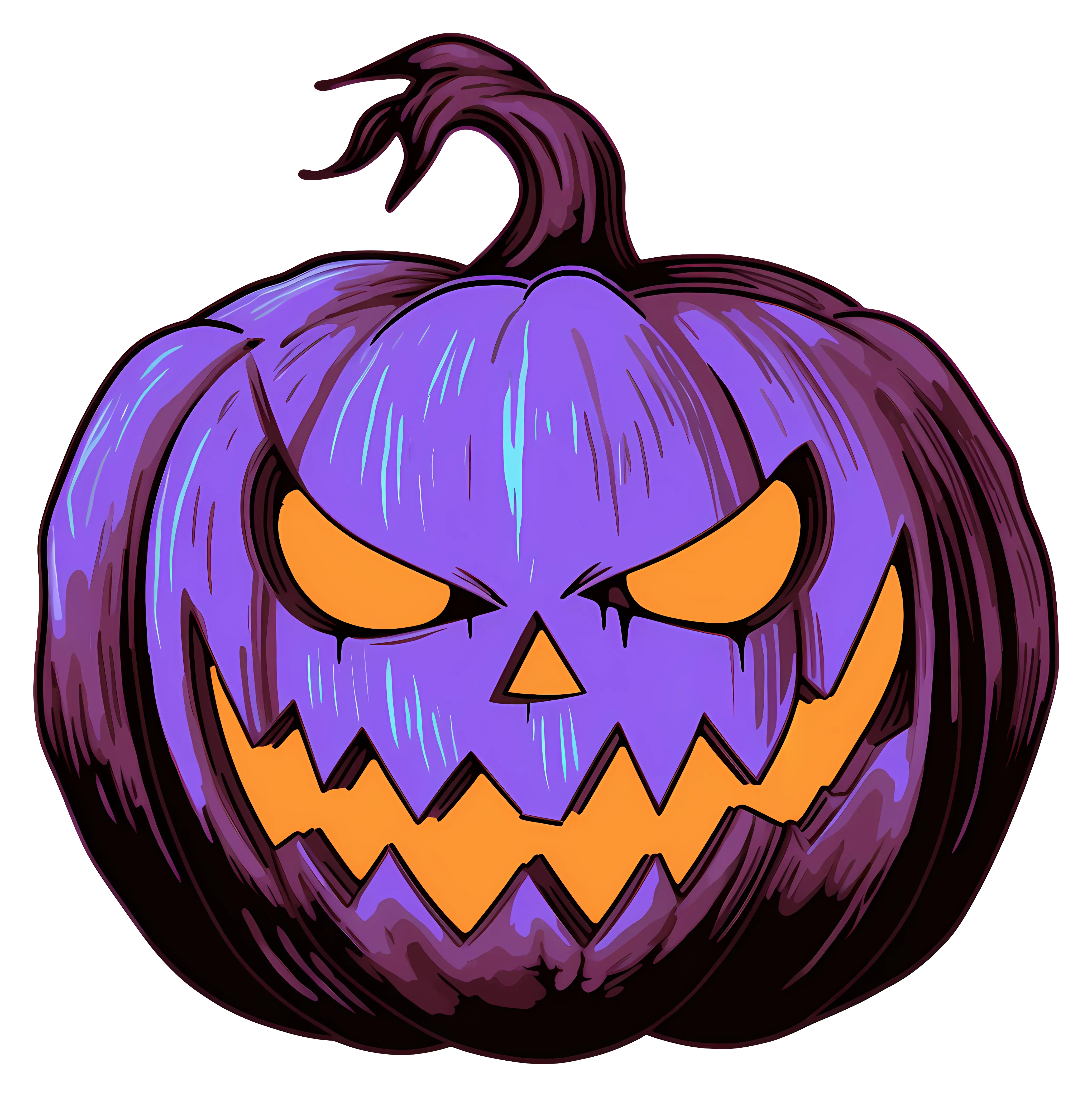 Purple Halloween Pumpkin with Scary Design