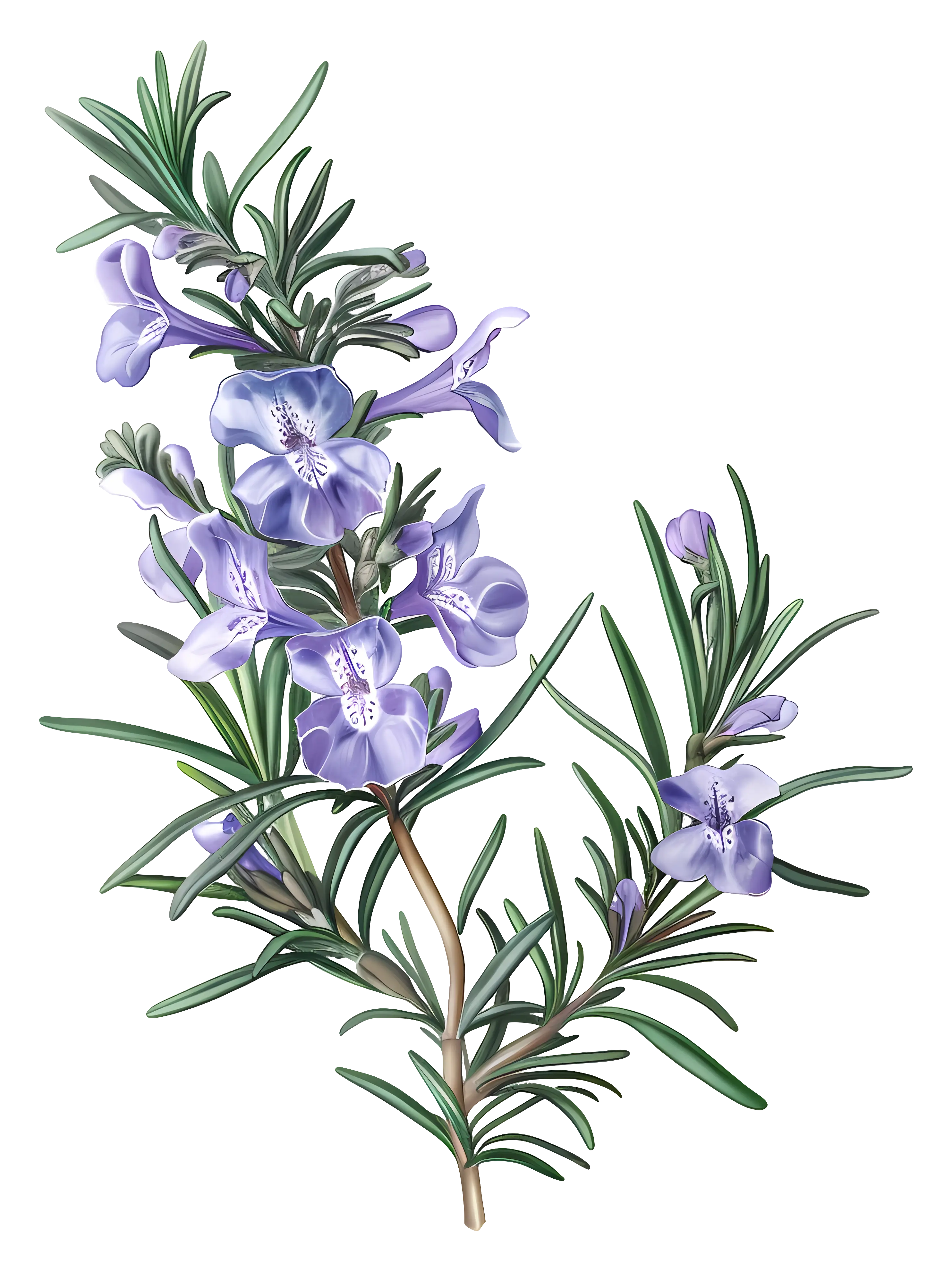 Rosemary Branch with Vibrant Purple Flowers