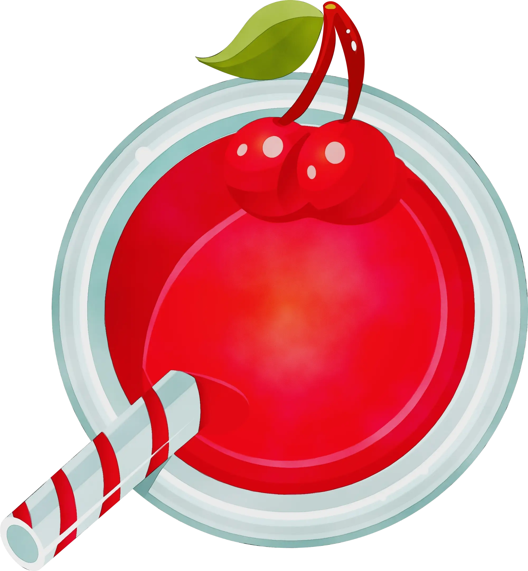 Cherry Drink Illustration with Straw