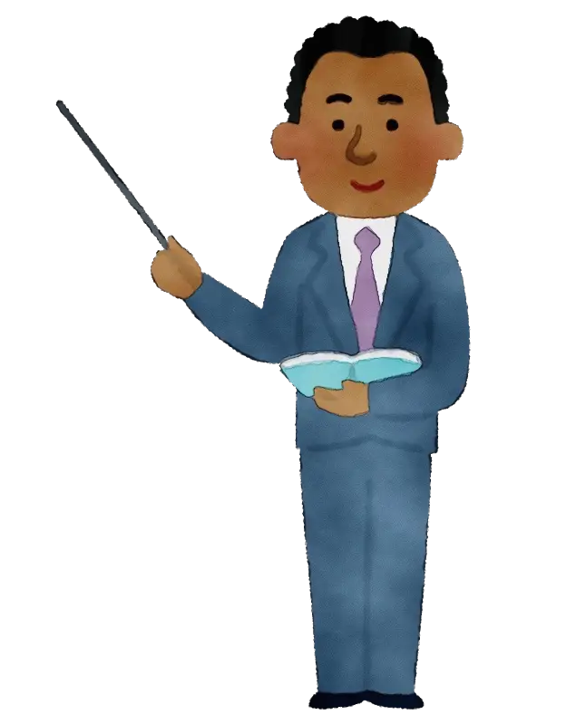 Teacher Explaining with Pointer in Illustration