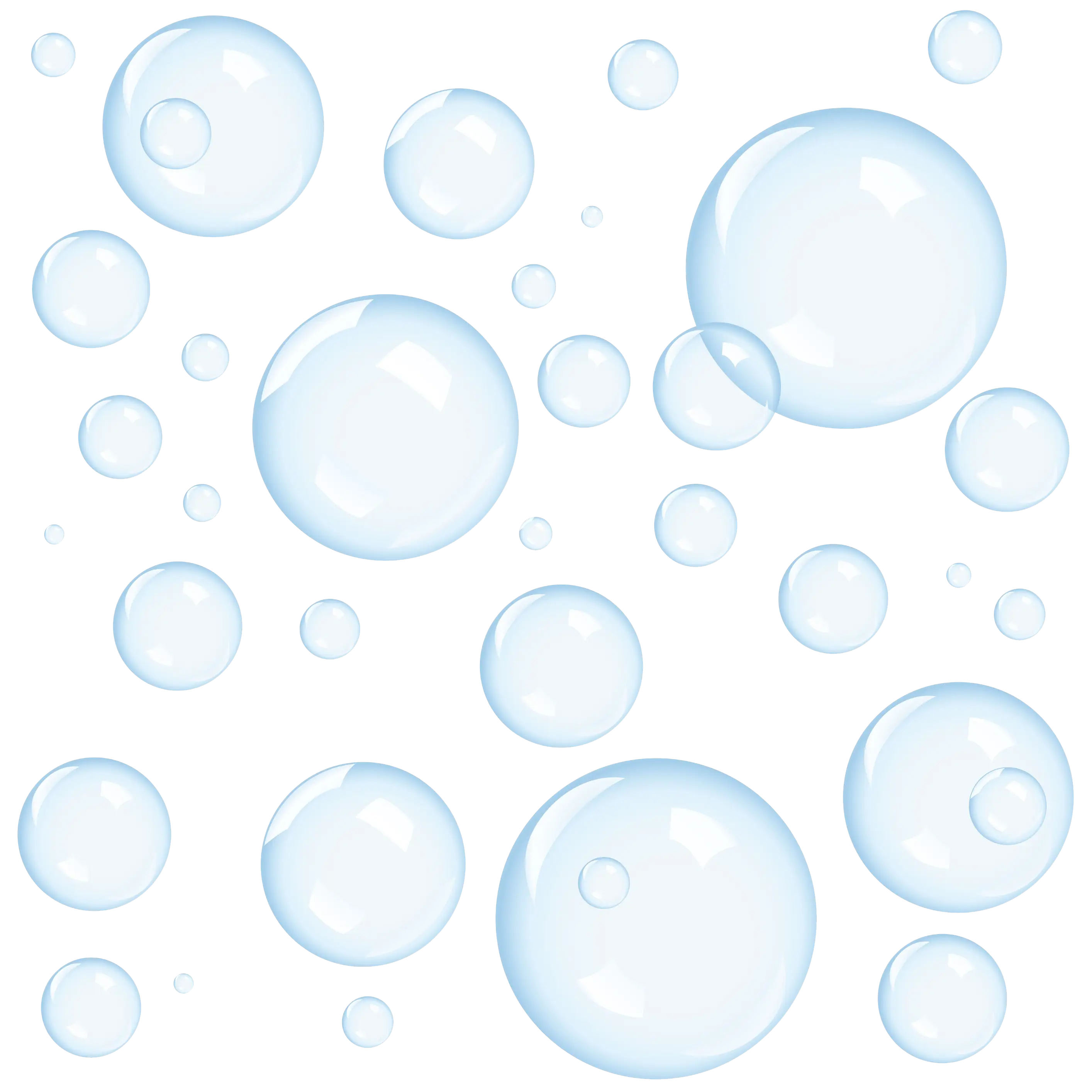 Transparent Blue Bubbles on Clear Background