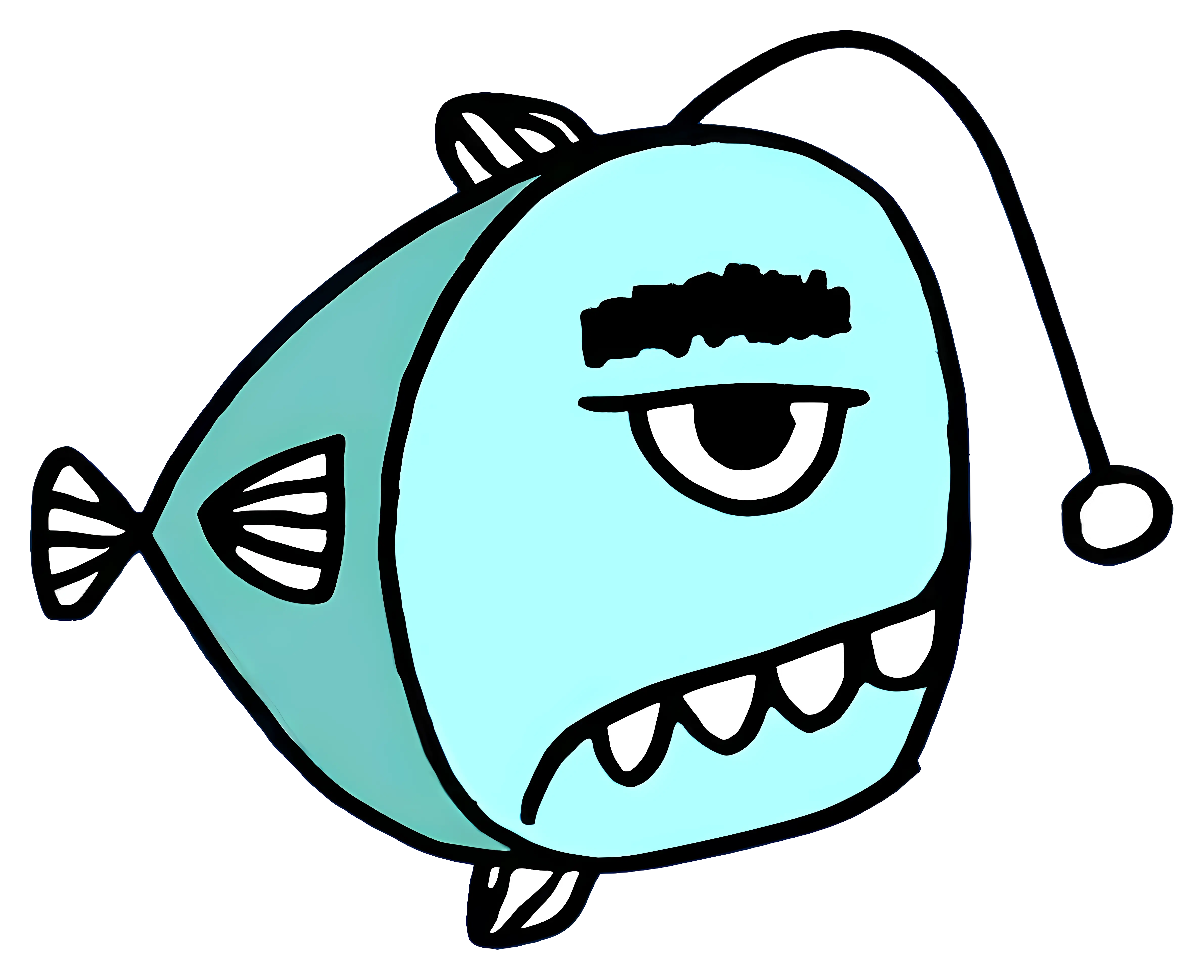 Cartoon Angler Fish with One Eye