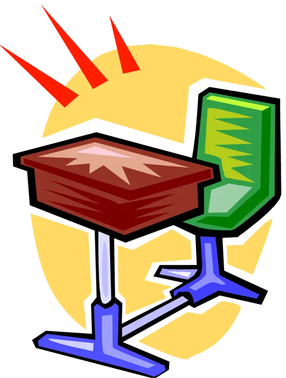 School Desk and Chair Illustration