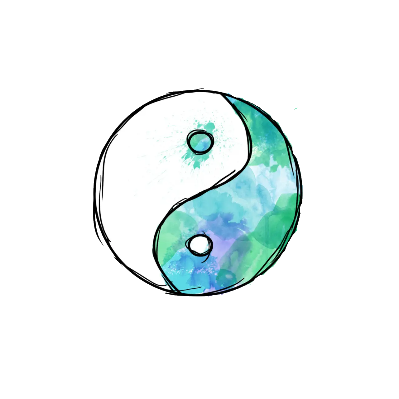 Artistic Yin-Yang Symbol with Watercolor Effect