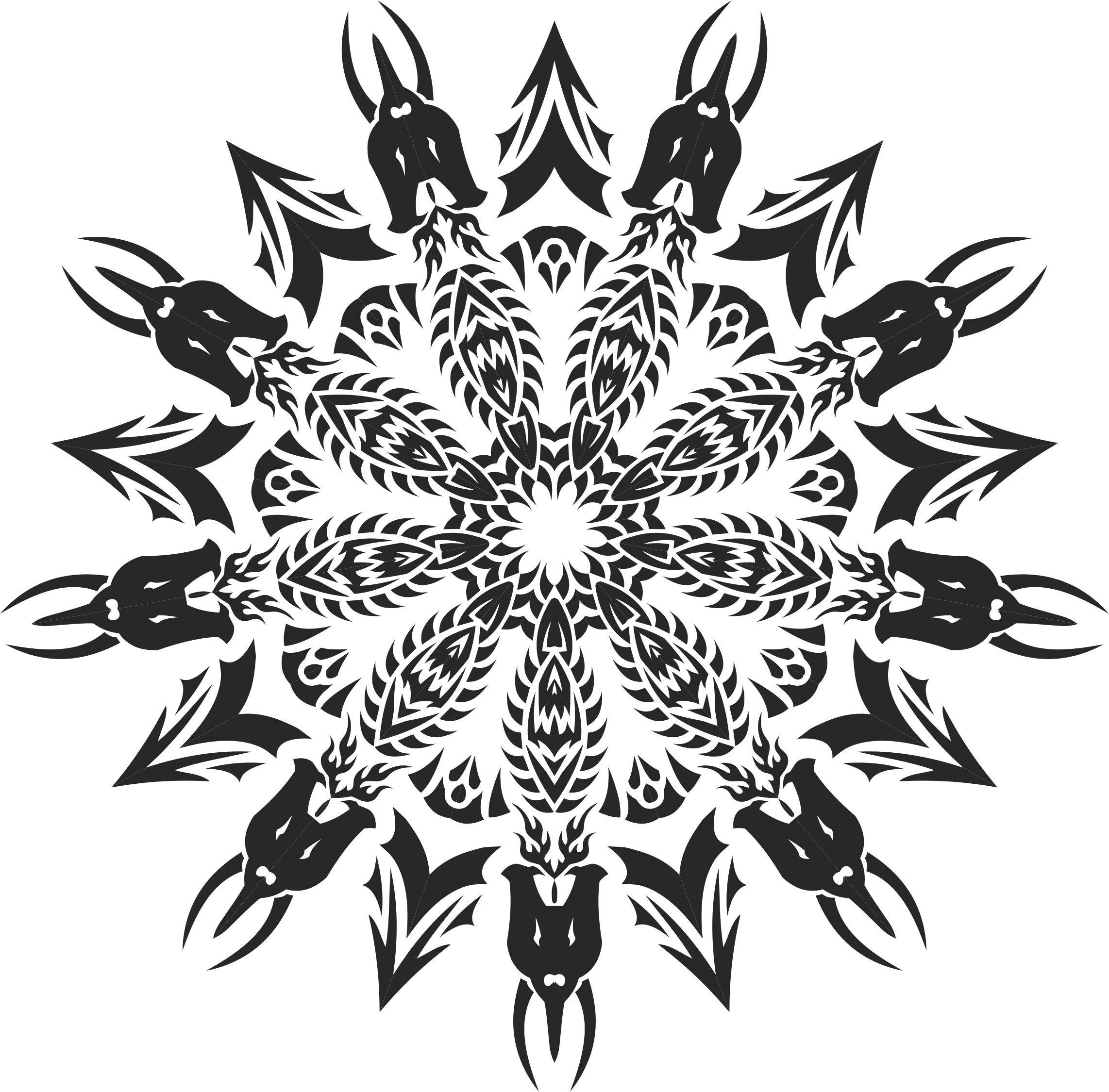 Black Tribal Mandala Pattern