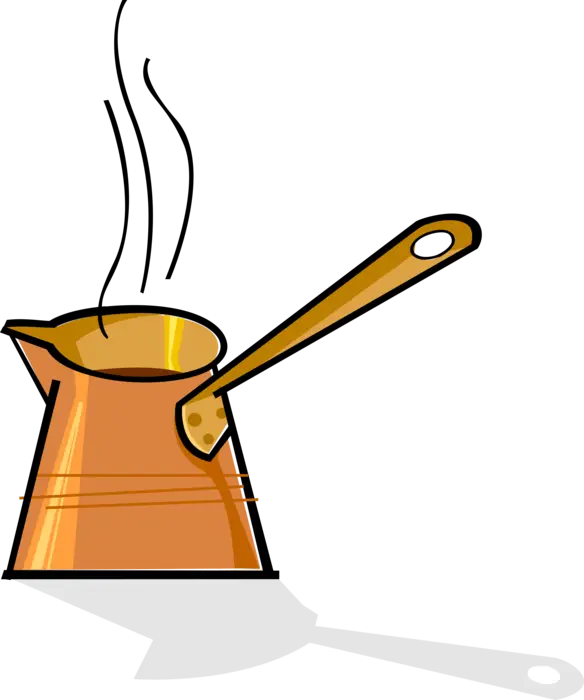 Steaming Copper Coffee Pot with Wooden Handle
