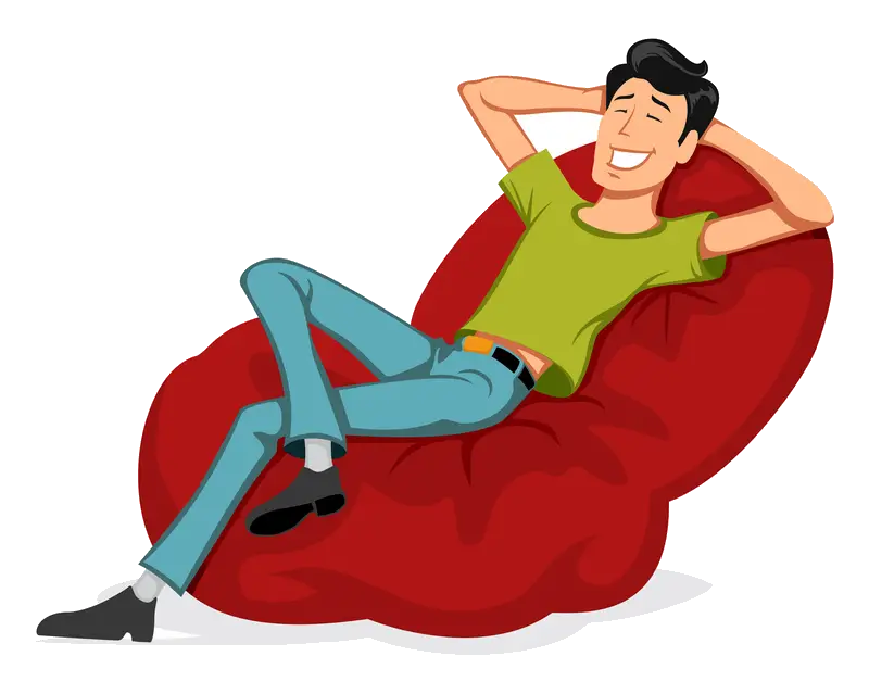 Casual Man Relaxing on Bean Bag