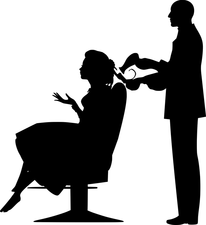 Silhouette of Hairdresser and Client