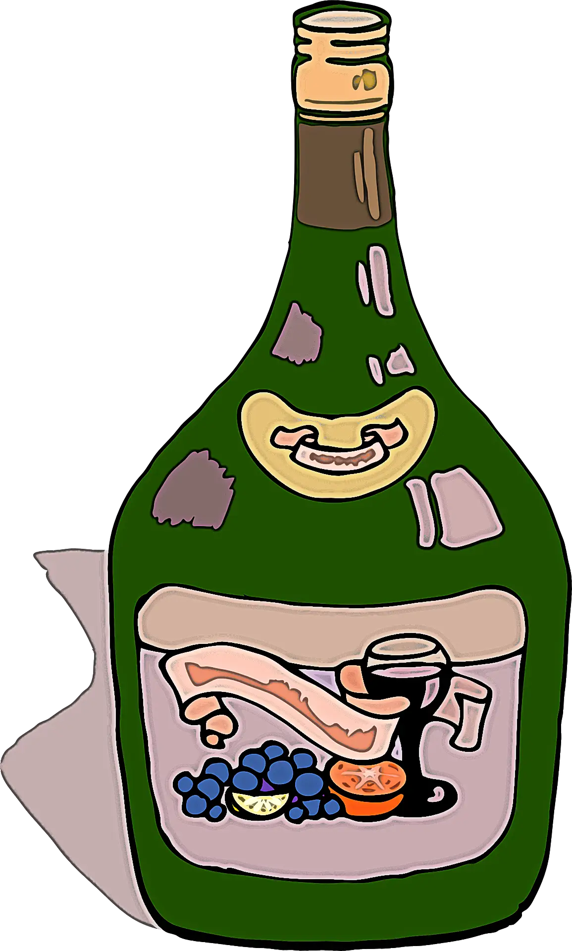 Green Wine Bottle Illustration