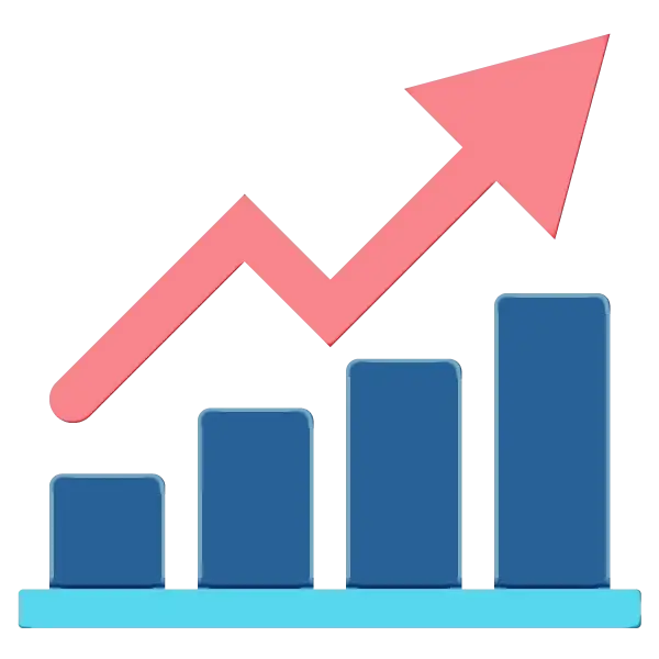 Pink Upward Arrow with Bar Graph