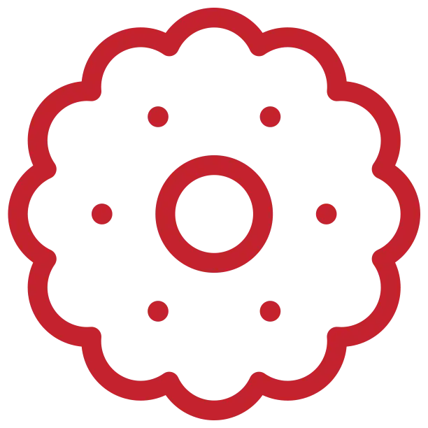Red Flower Icon with Circular Pattern