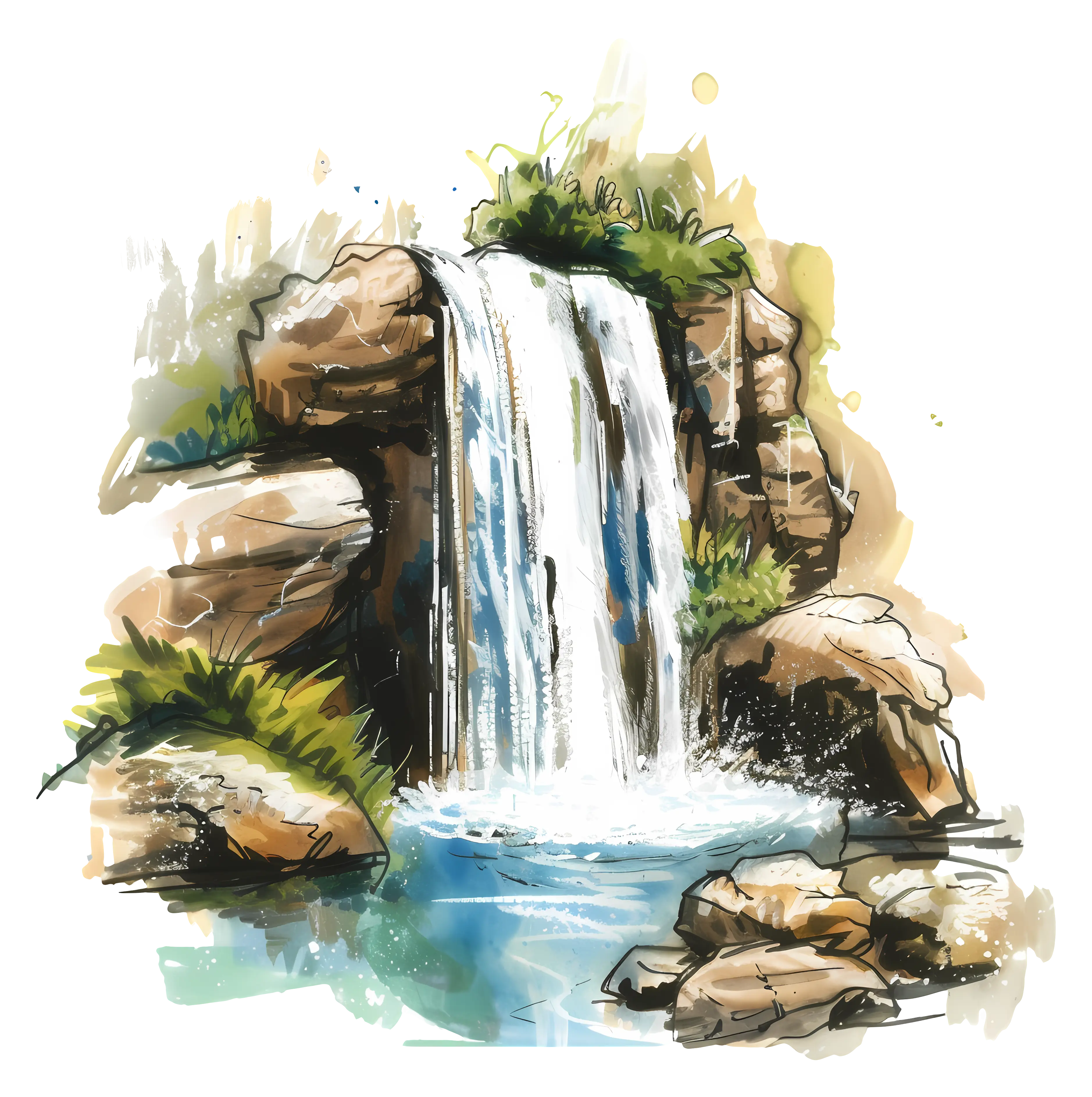 Majestic Waterfall with Rocks