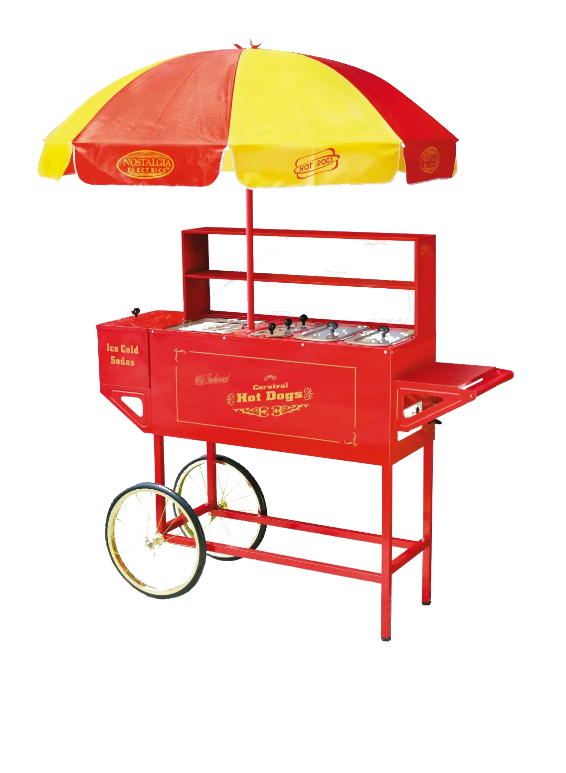 Red Hot Dog Cart with Umbrella
