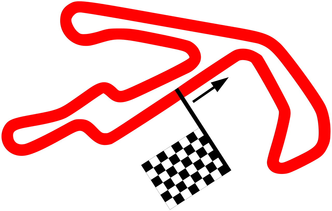 Stylized Racing Track Layout With Checkered Finish Line