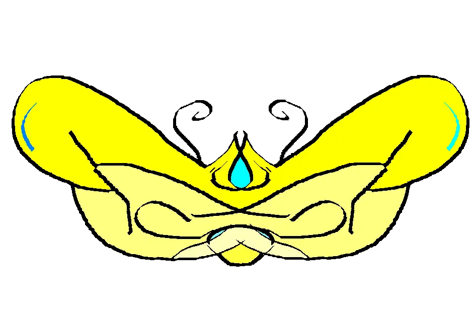 Yellow Butterfly with Blue Accents Illustration