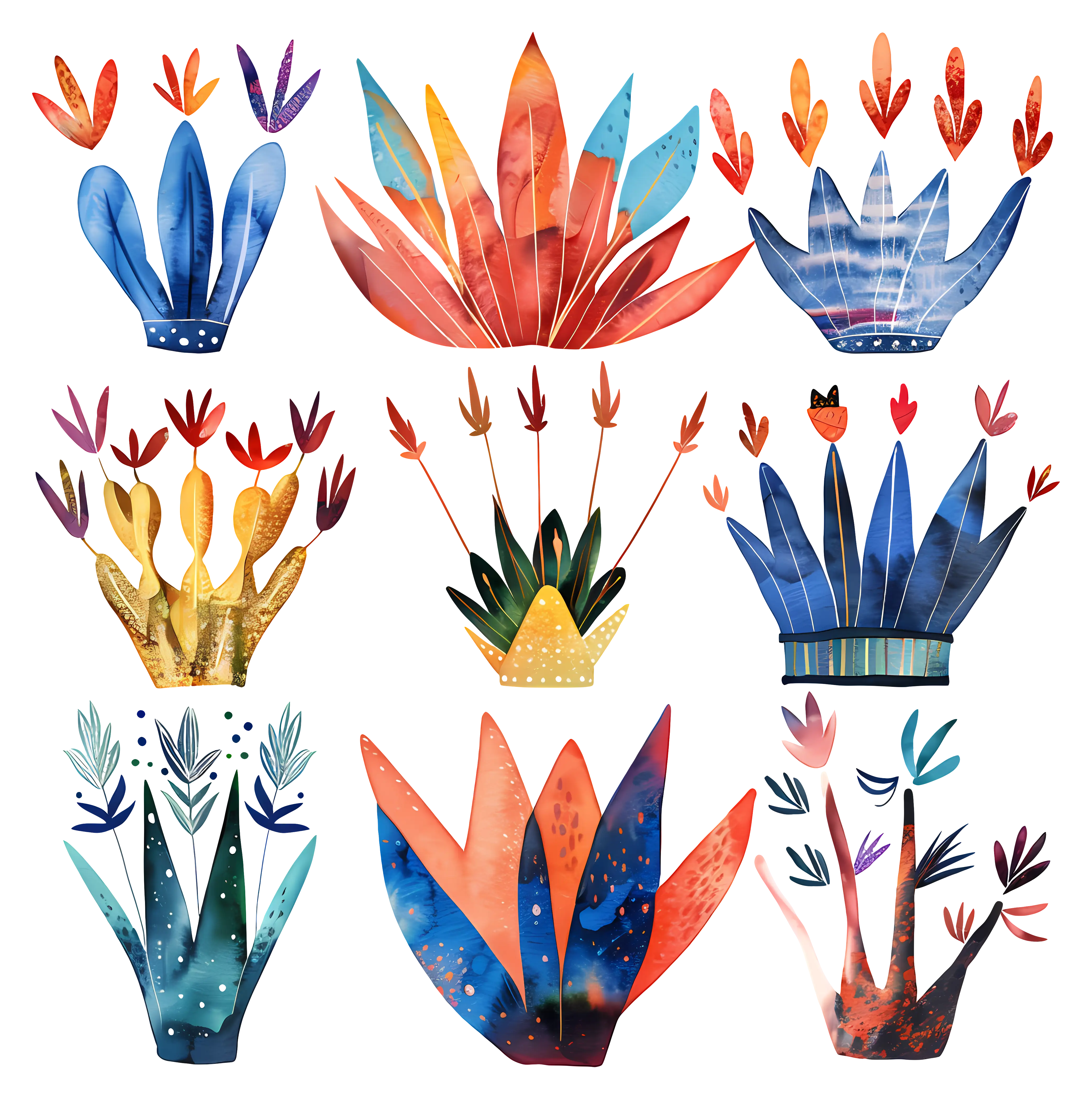 Colorful Abstract Plants Illustration
