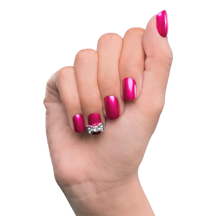 Hand with Pink Nail Art