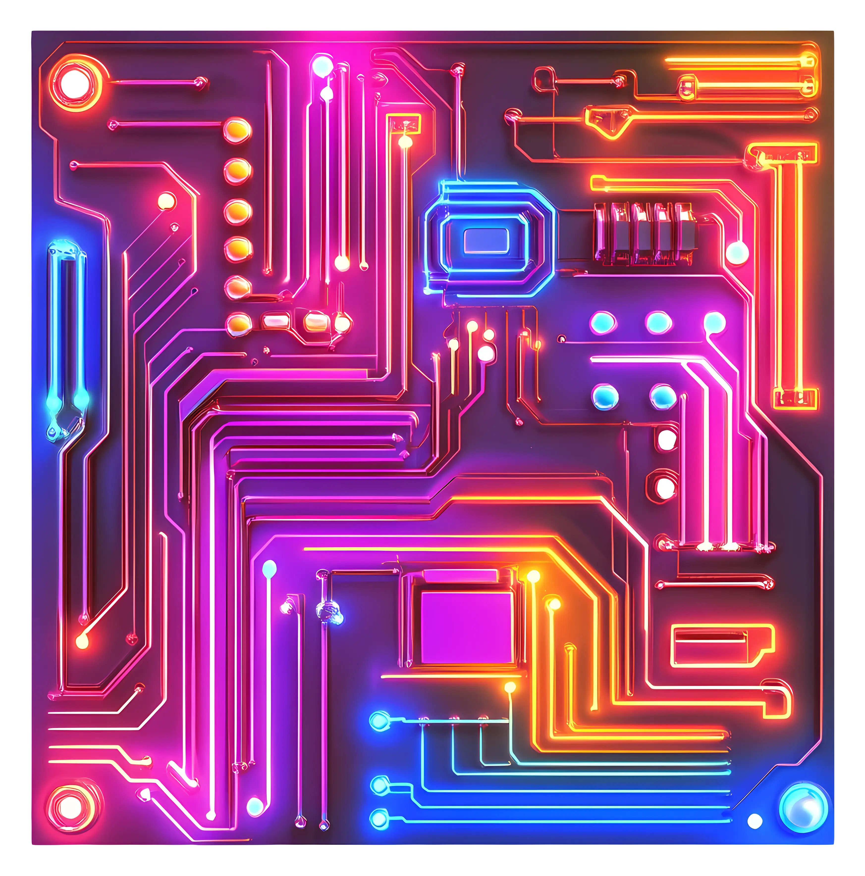 Neon Circuit Board Illustration