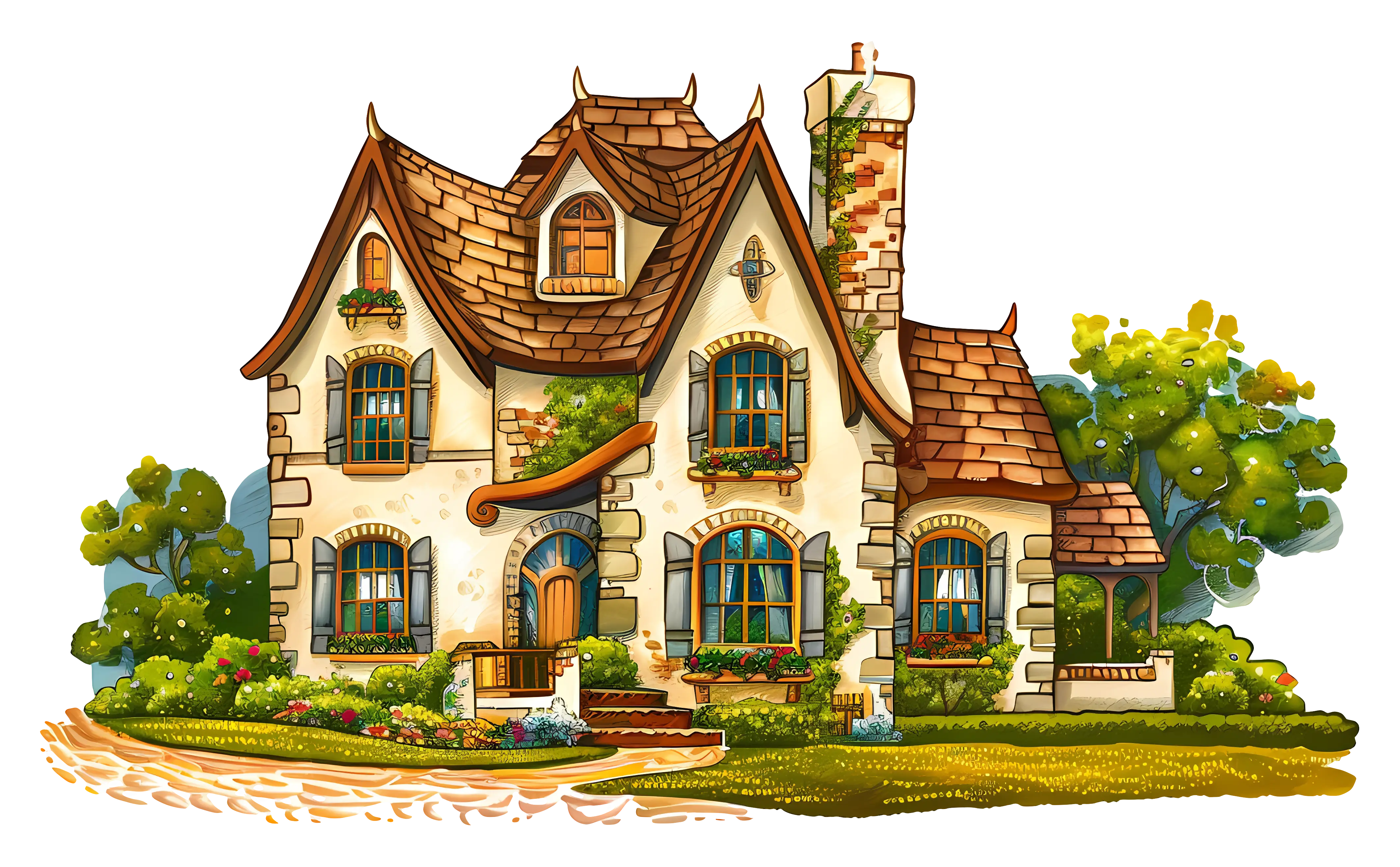 Cute Cartoon House Illustration