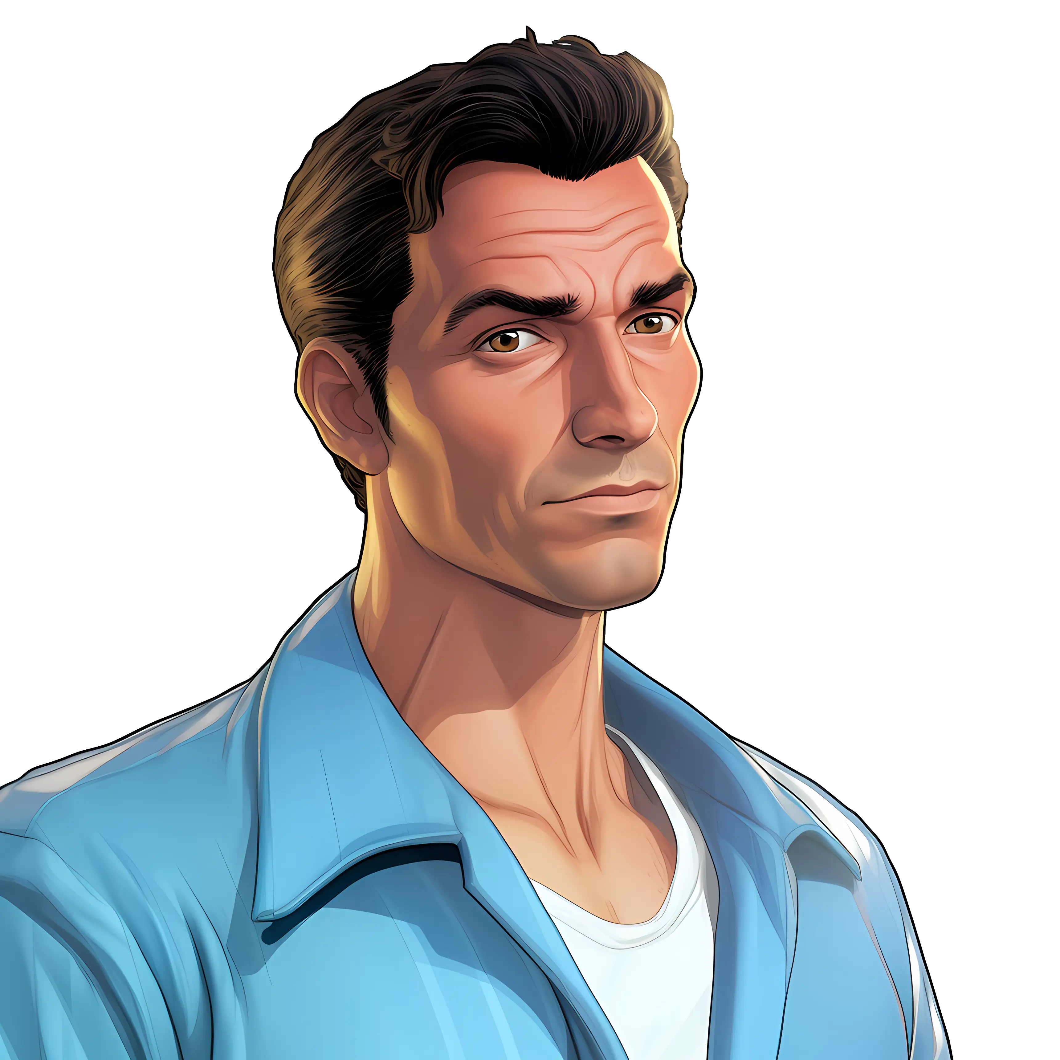 Animated Man in Blue Shirt