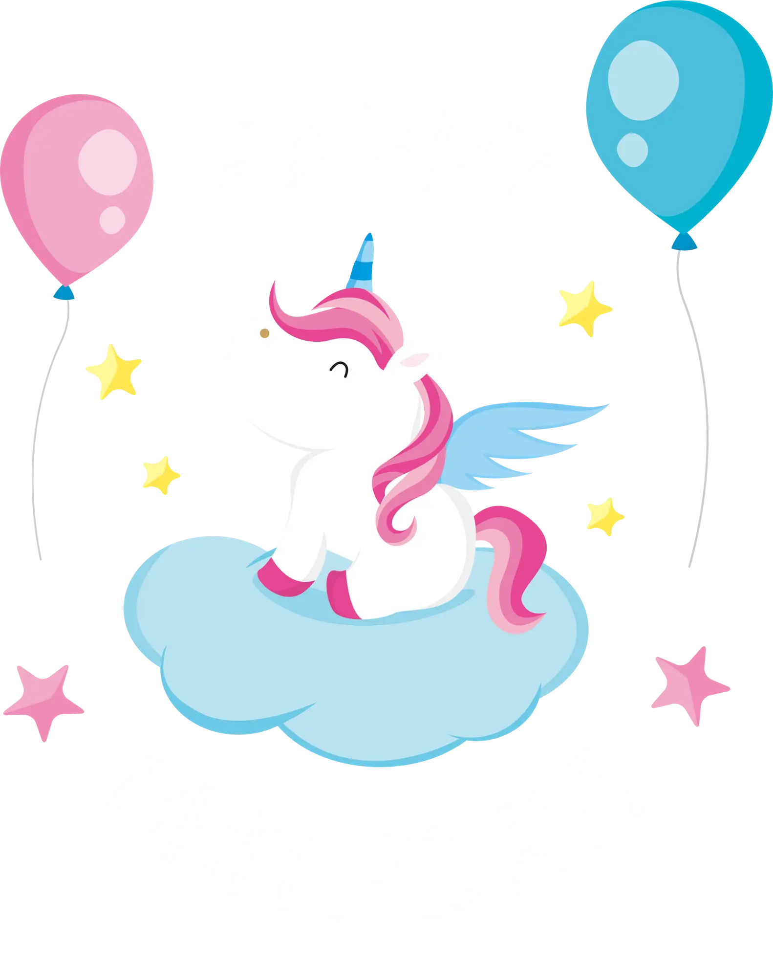 Cute Unicorn with Balloons