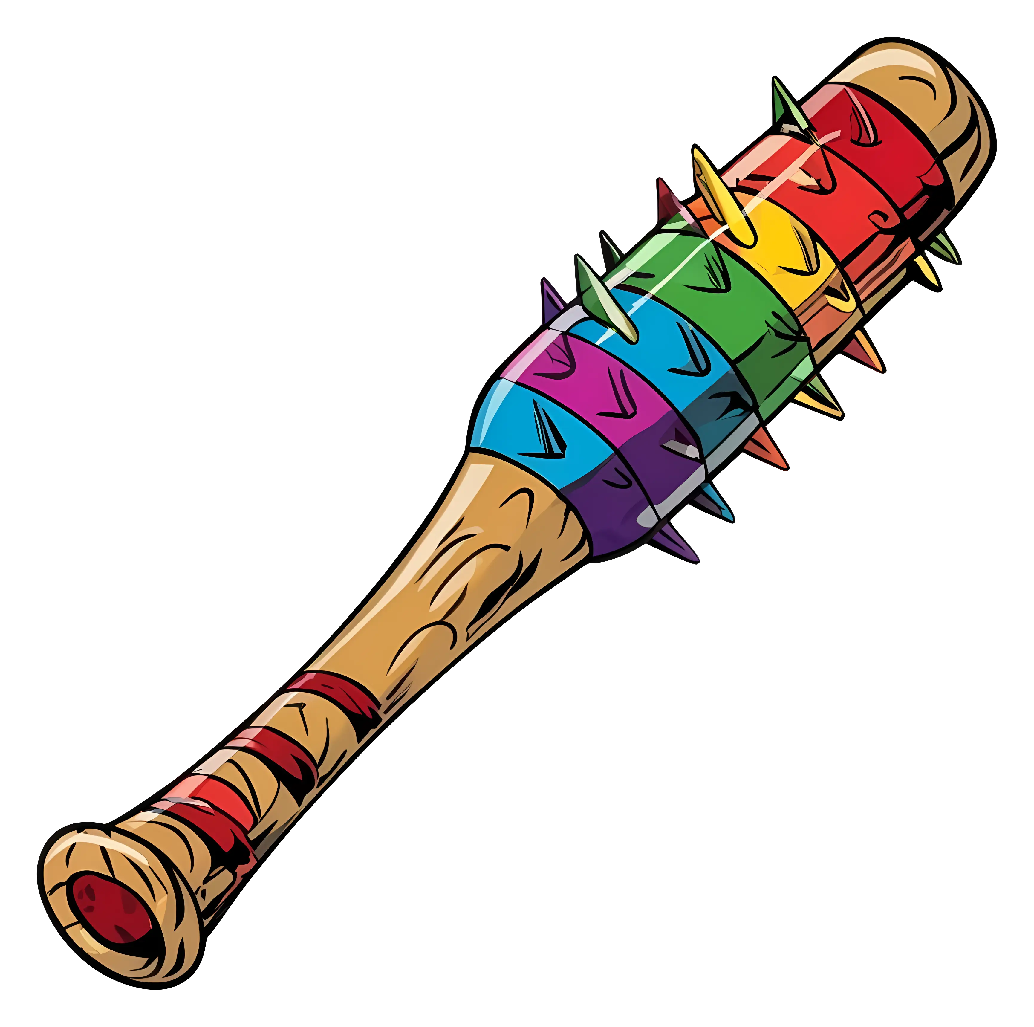Rainbow Spiked Bat in Cartoon Style