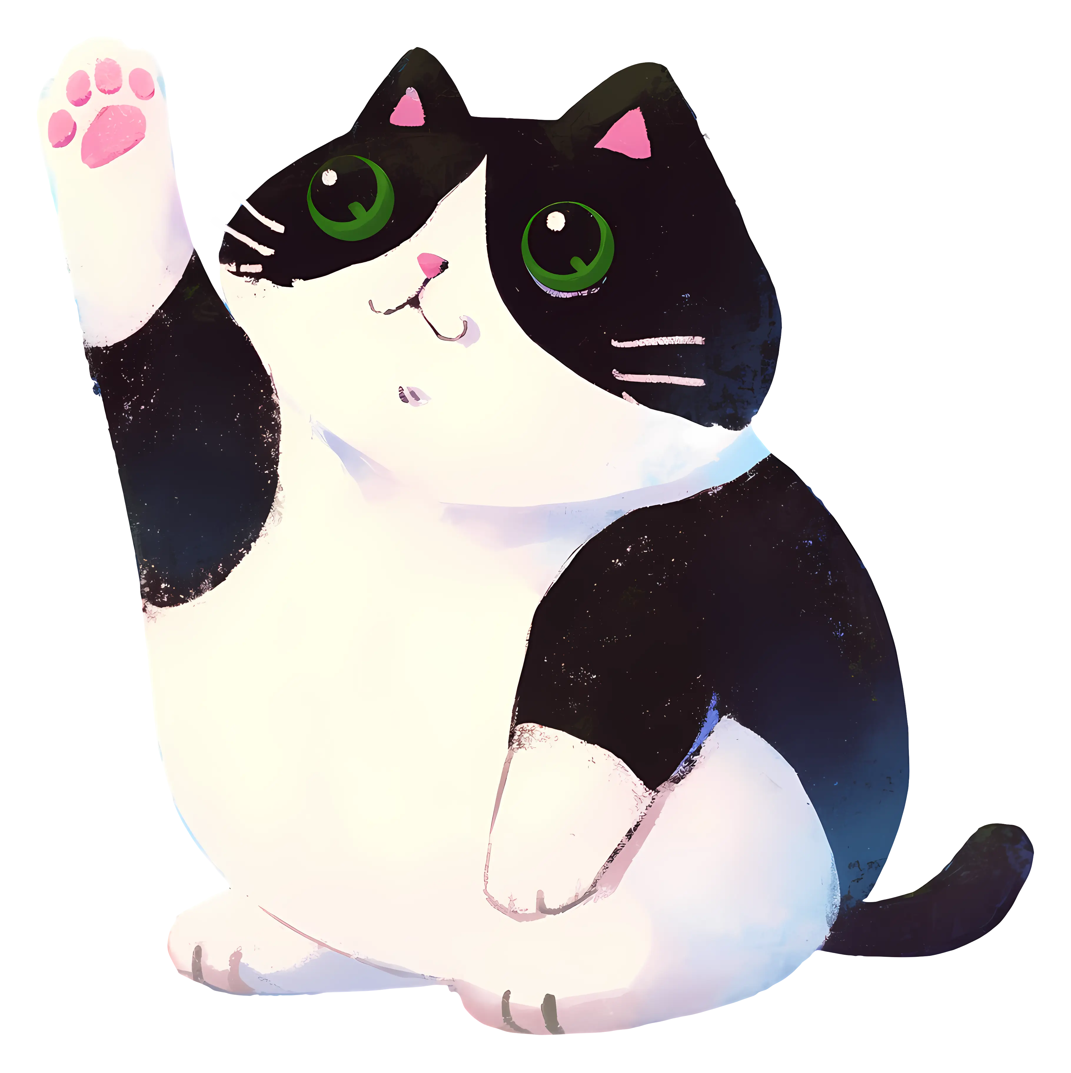 Cute Cartoon Black and White Cat