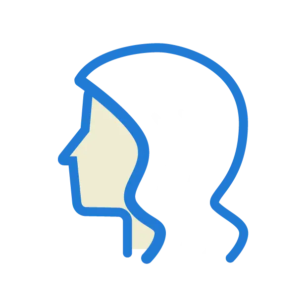 Blue Head Profile Illustration in Minimalist Style