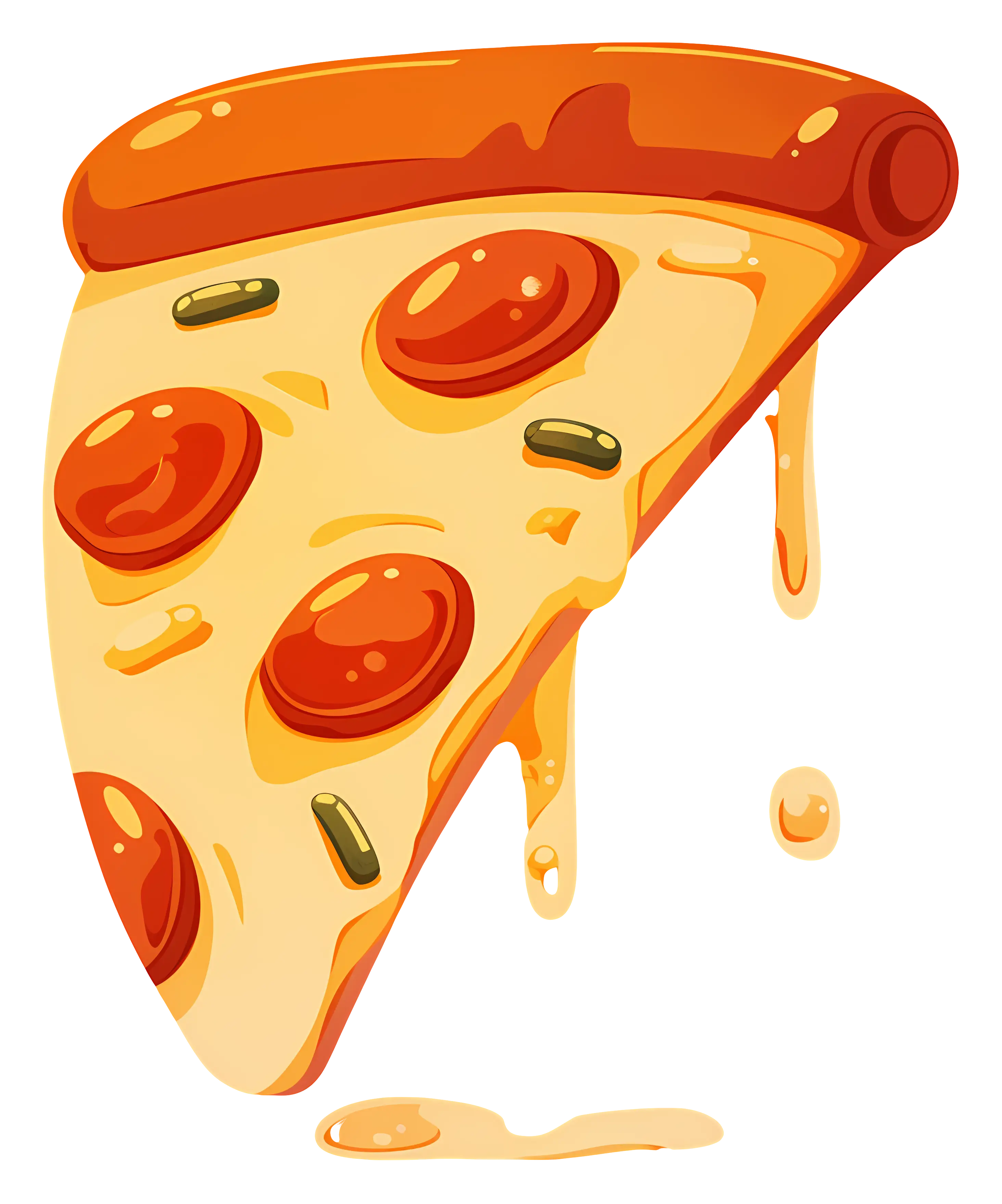 Cartoon Illustration of a Pepperoni Pizza Slice