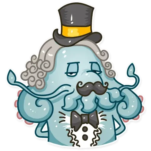 Fancy Octopus with Top Hat and Mustache
