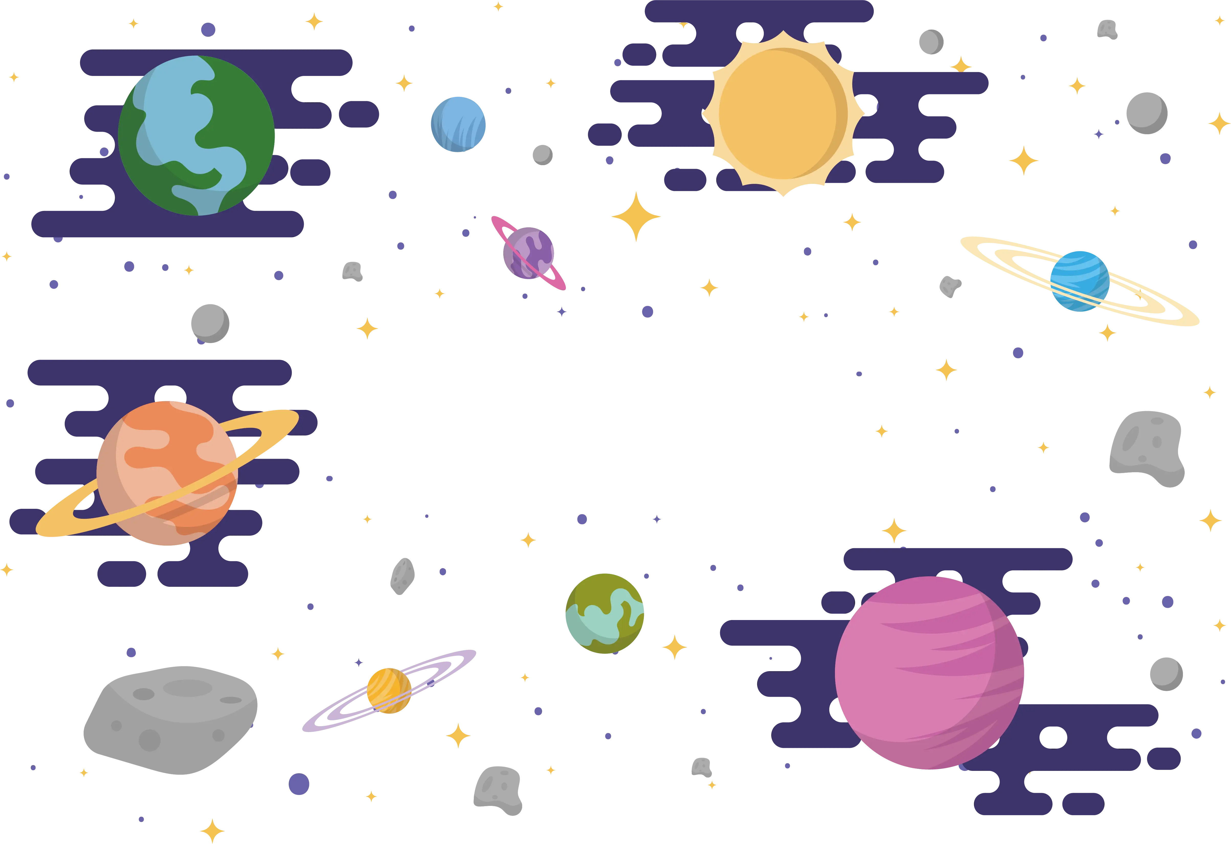 Colorful Planets in Space
