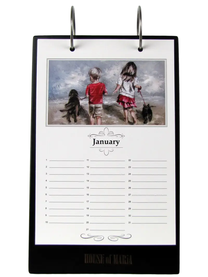 January Calendar with Kids Illustration