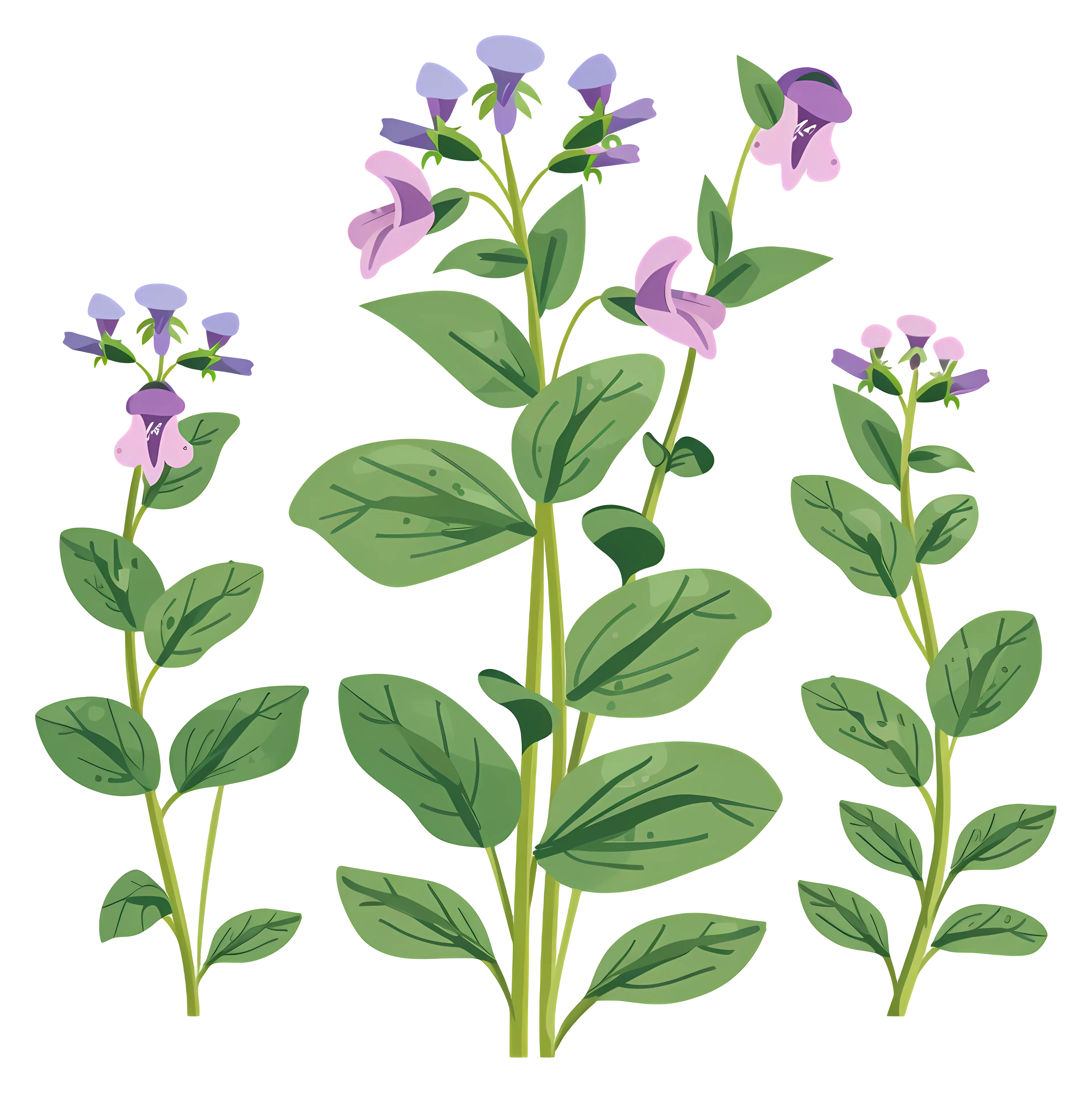 Purple Flowering Plants with Green Leaves