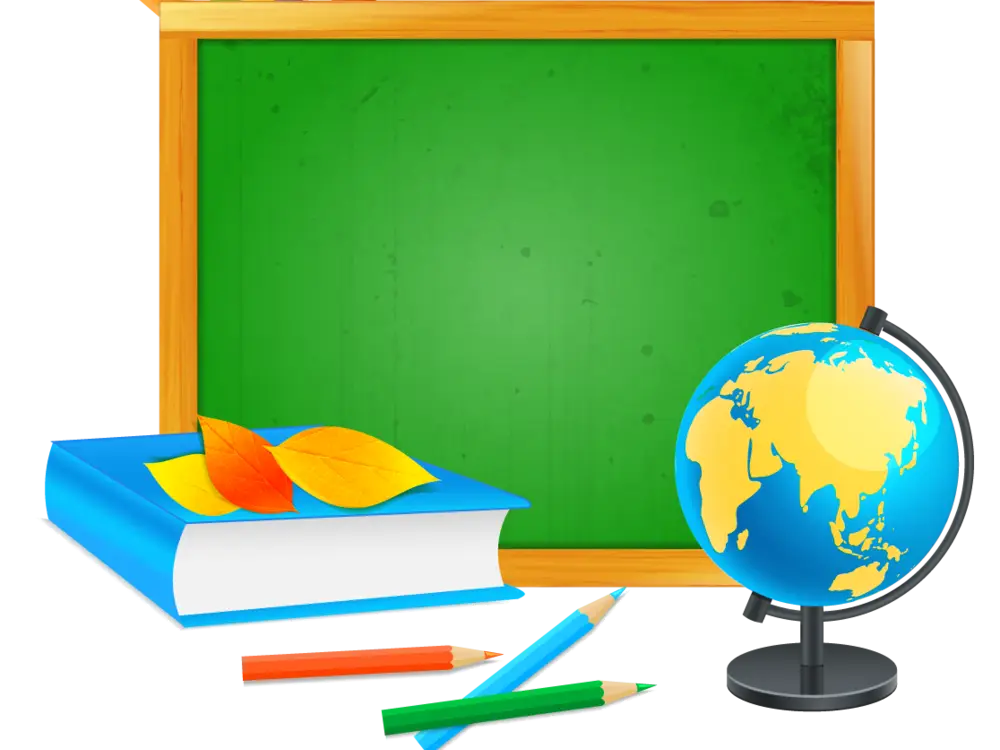 Greenboard and Globe School Supplies Illustration