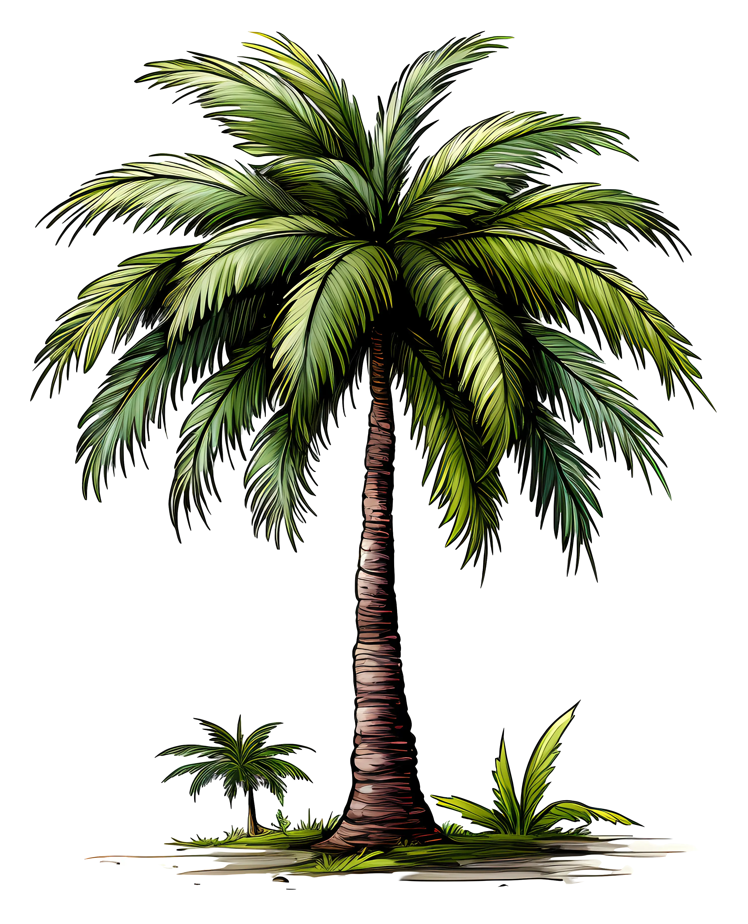 Palm Tree Illustration in Tropical Style