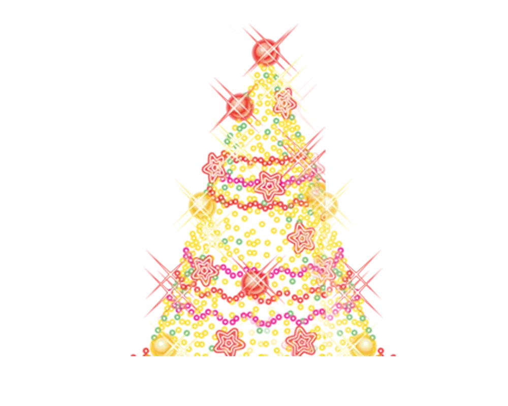 Decorated Christmas Tree with Lights and Ornaments