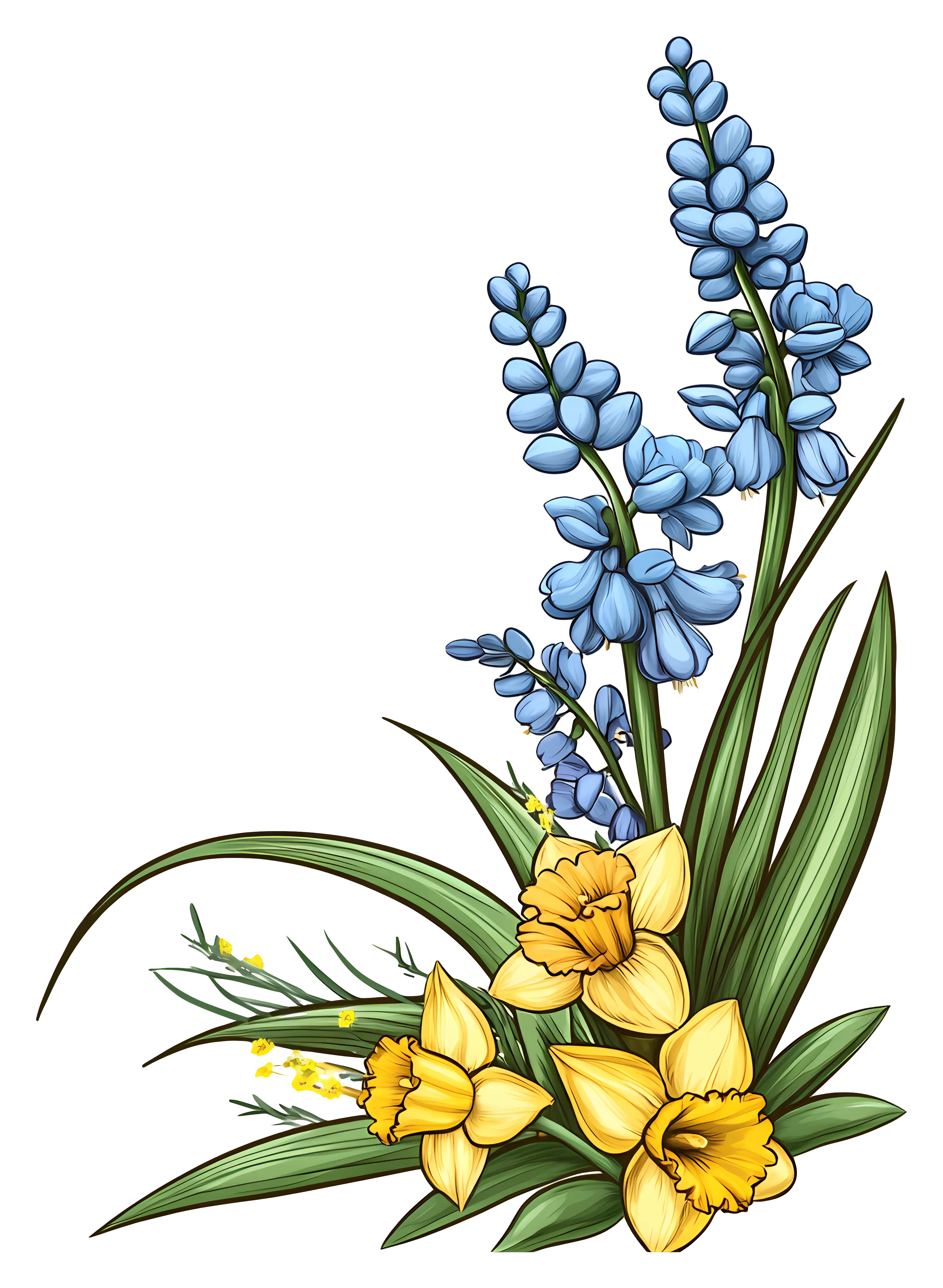 Blue and Yellow Floral Arrangement