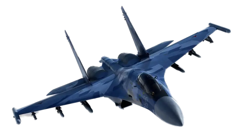 Blue Fighter Jet in Flight