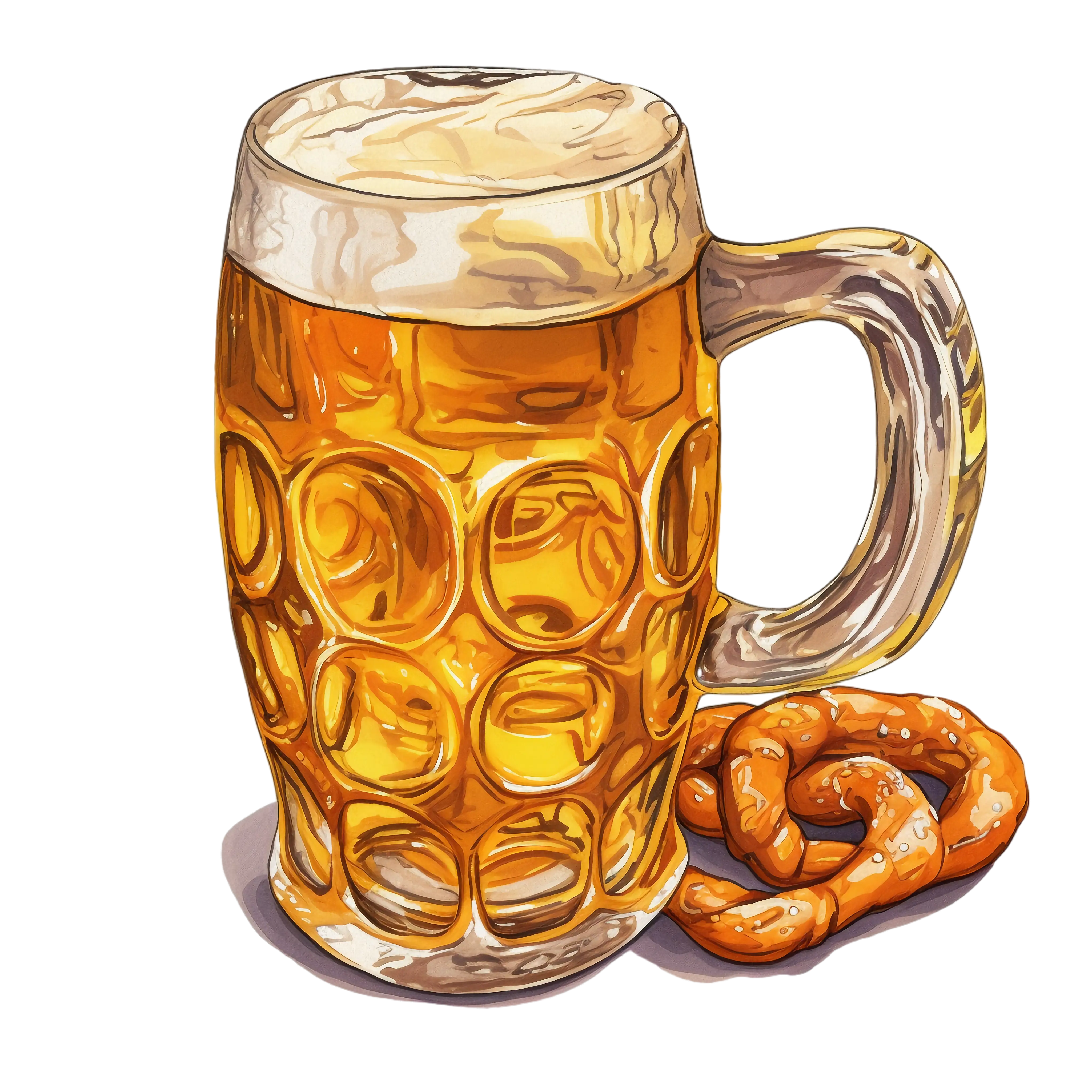 Beer Mug with Pretzel Illustration