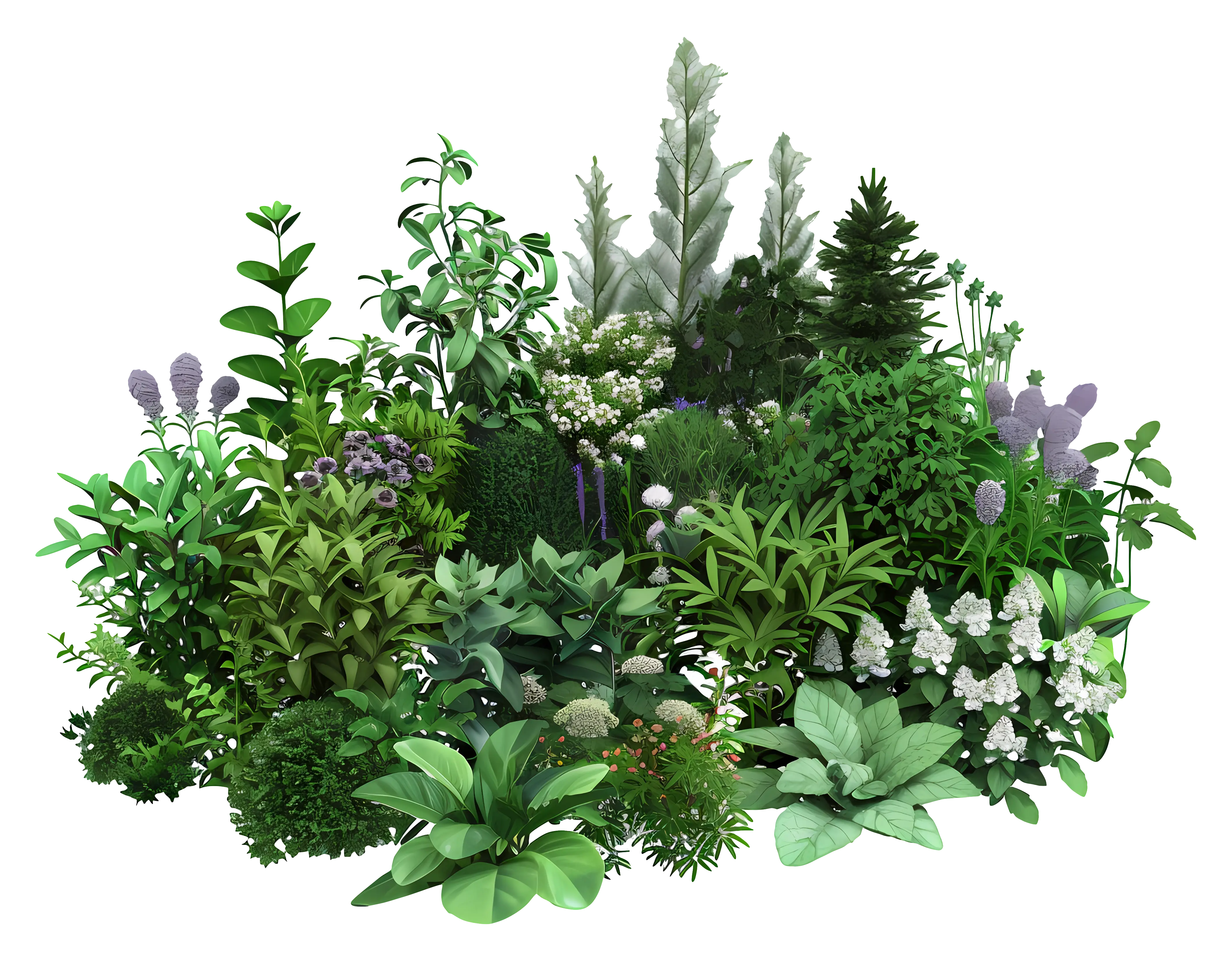 Lush Greenery of Various Garden Plants