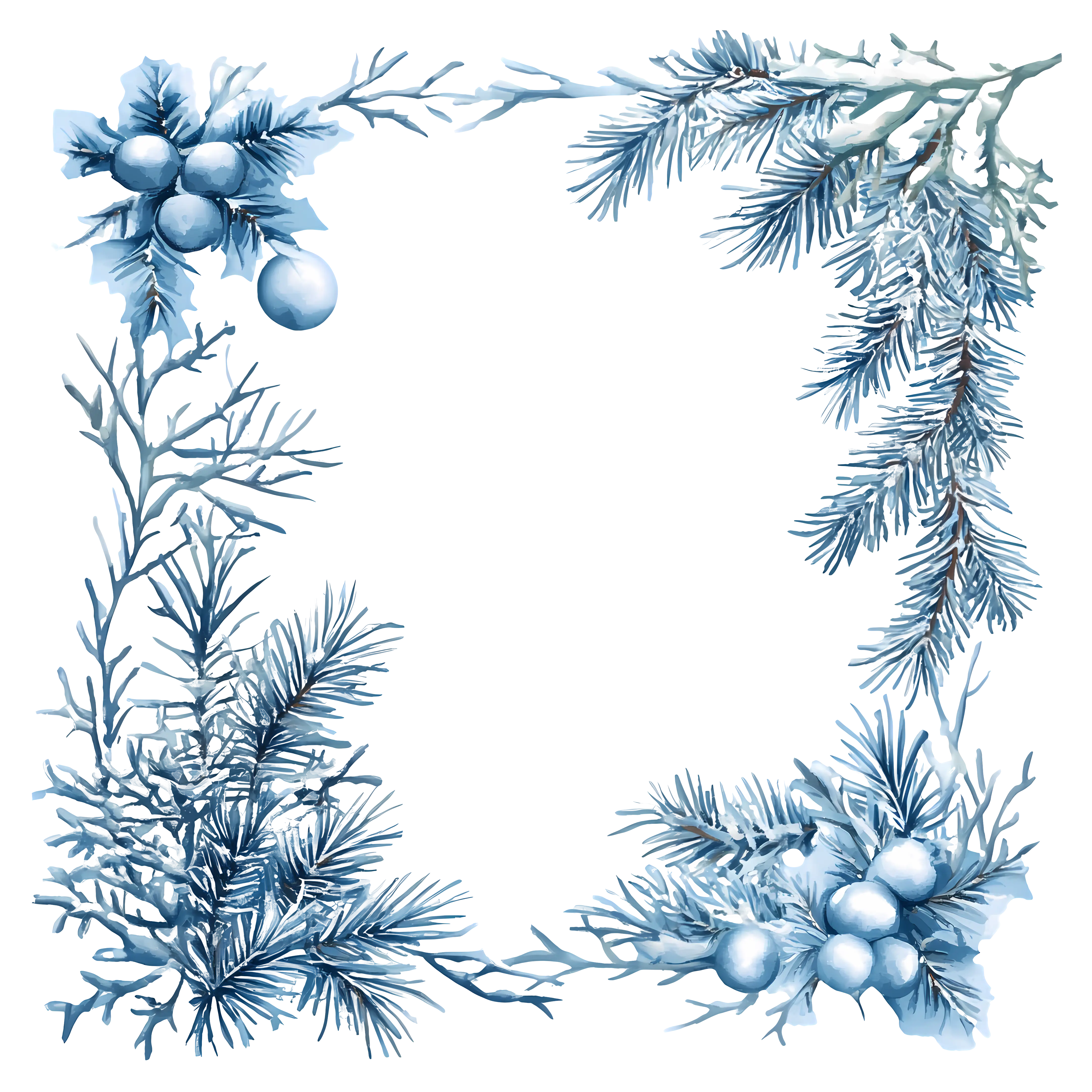 Frosted Pine Frame for Winter Decorations